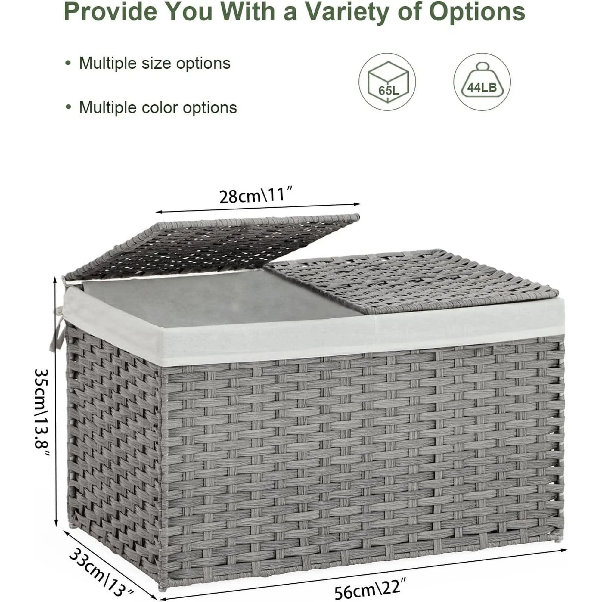 Gray 17.2 Gallon Rattan Storage Basket with Lid B21886