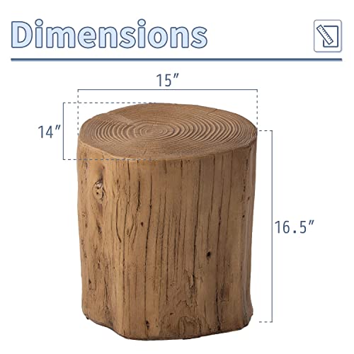 Light Grey Wood-Look Stump Side Table Y3889