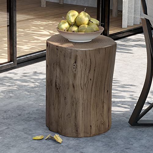 Light Grey Wood-Look Stump Side Table Y3889