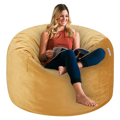 Black 4Ft Memory Foam Bean Bag Chair with Microfiber Cover P4831