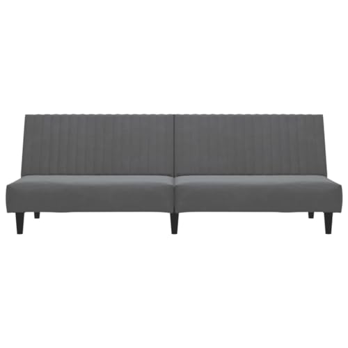 Dark Gray Velvet 2-Seater Sofa Bed O37284