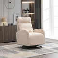 White Teddy Upholstered Swivel Rocking Nursery Chair with Side Pocket and High Backrest F36071