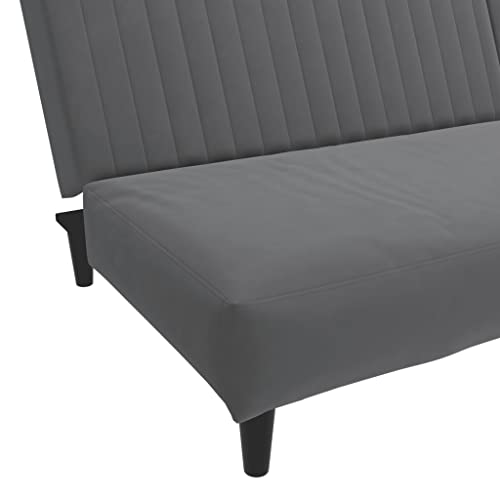 Dark Gray Velvet 2-Seater Sofa Bed O37284