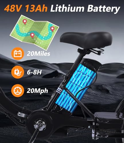 20"x4.0" Folding Fat Tire 3 Wheel Electric Trike with 48V Removable Battery P9195