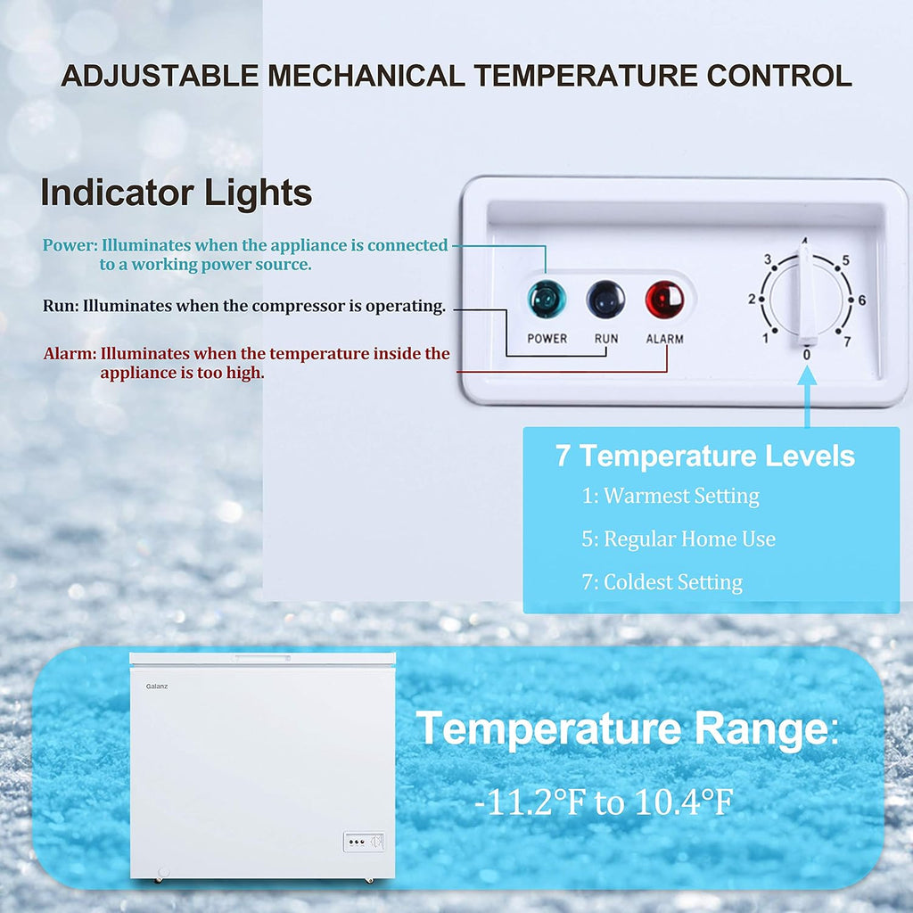 White 7.0 Cu Ft Manual Defrost Chest Freezer Y824