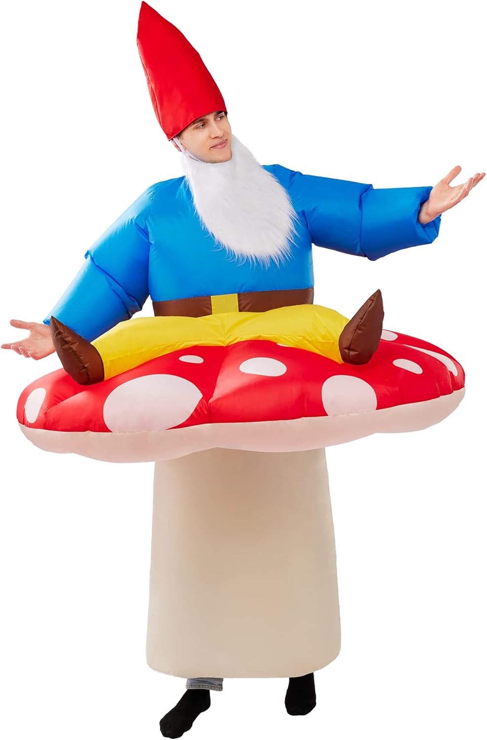 Inflatable Full Body Mushroom Costume with Hat and Beard X347144
