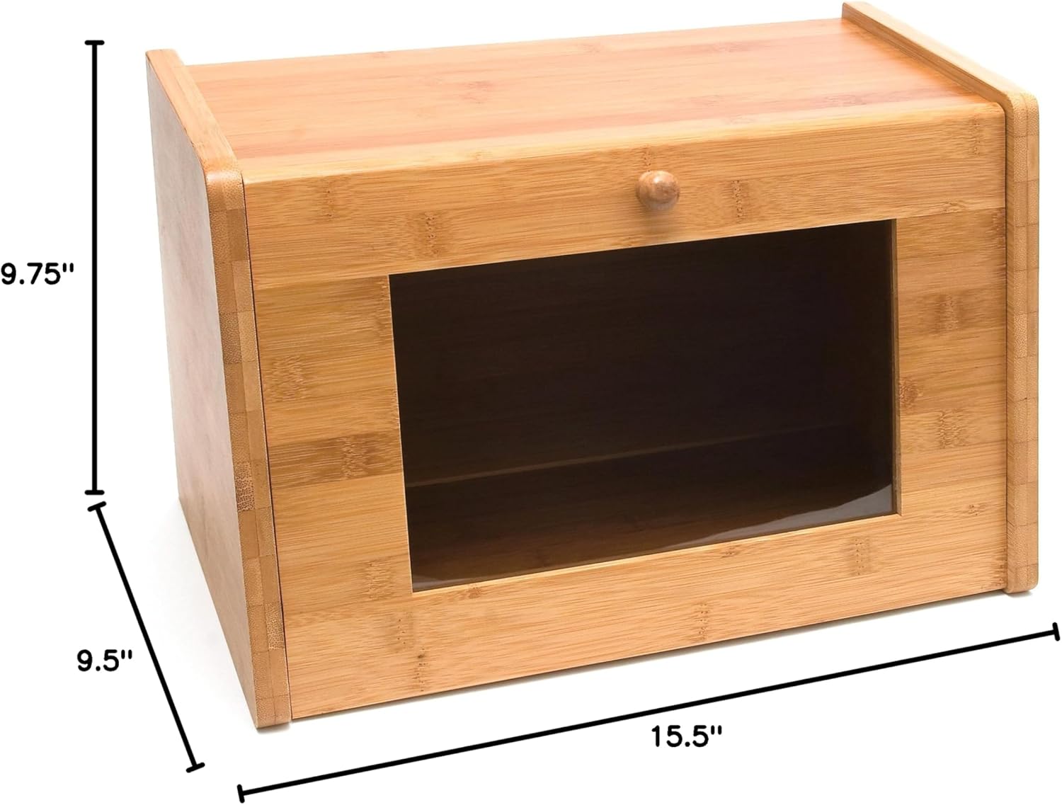Bamboo Wood Bread Box with Tempered Glass Window Q59673