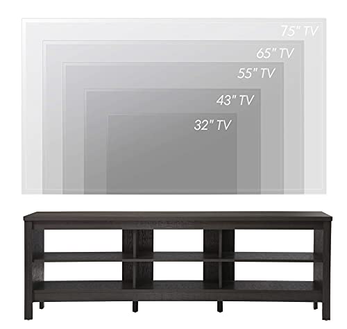 Brown 70 inch Wood TV Stand with 6 Storage Cubby Q92972