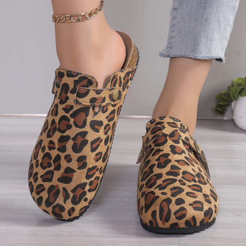 Women's Birkenstock Style Suede Buckle Clogs with Cork Footbed