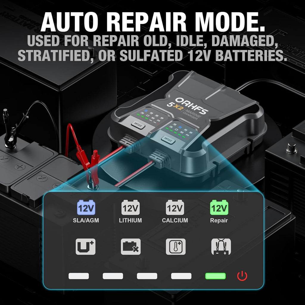 2-Bank 10A Smart Marine Battery Charger 12V Waterproof Onboard for SLA/AGM Lithium W71759