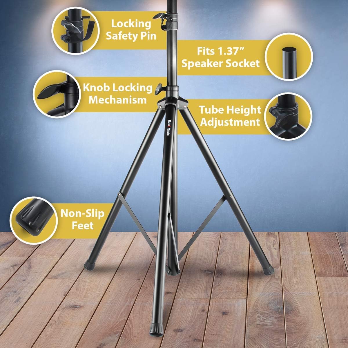 PA Speaker Stands, Heavy-Duty Tripod, Adjustable Height, Pack of 2 M40318