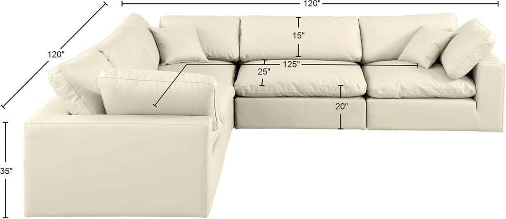 Cream Vegan Leather Modular Sectional T566457