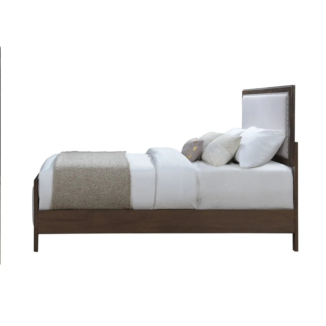 Natural Solid Wood Upholstered Adjustable Platform Bed Queen Y35863