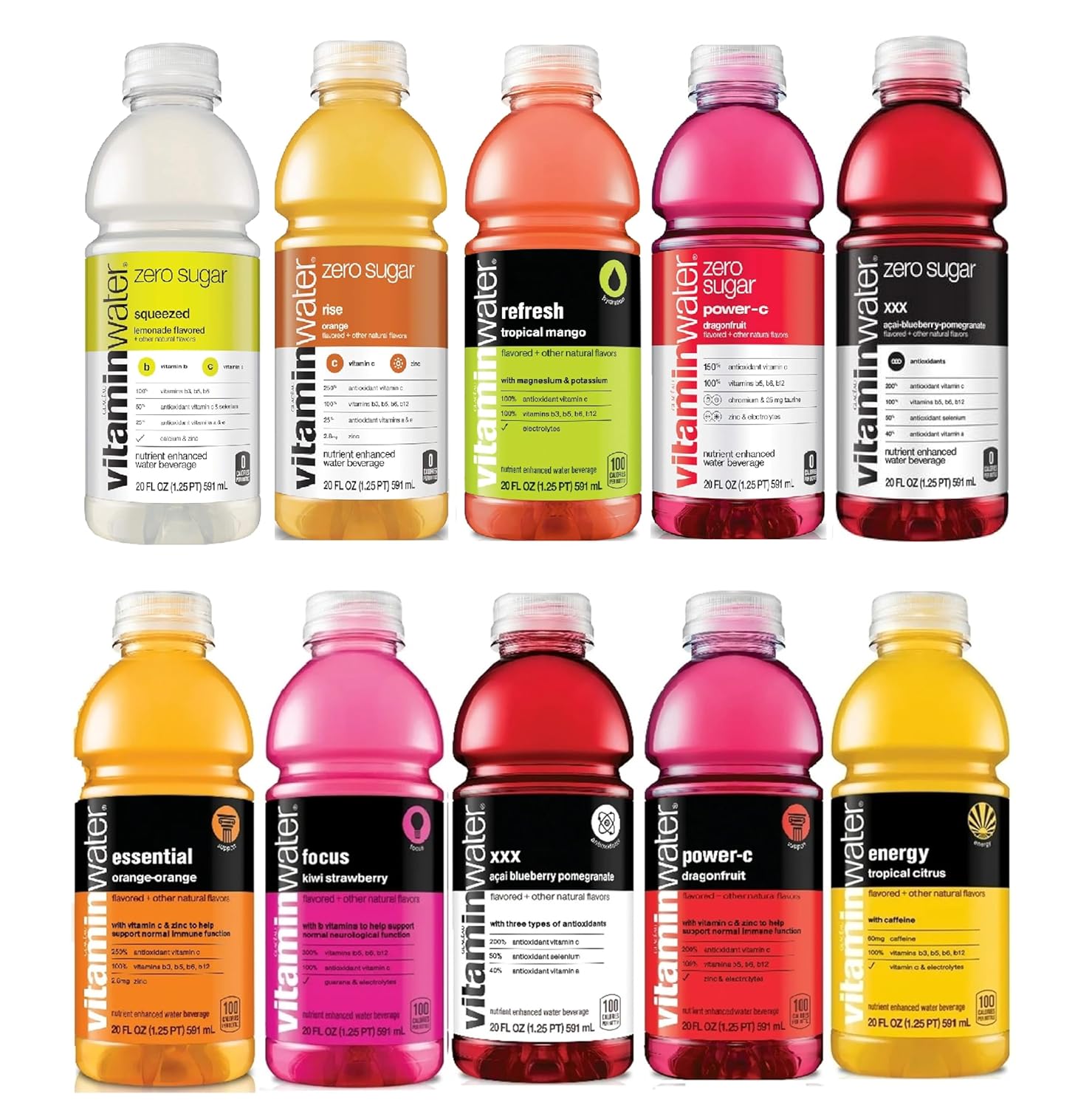 20 Fl Oz Nutrient Enhanced Flavored Water Variety Pack of 10 R64884