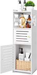 Slim Bathroom Storage Cabinet with Double Door and 3 Tier Shelf J7195