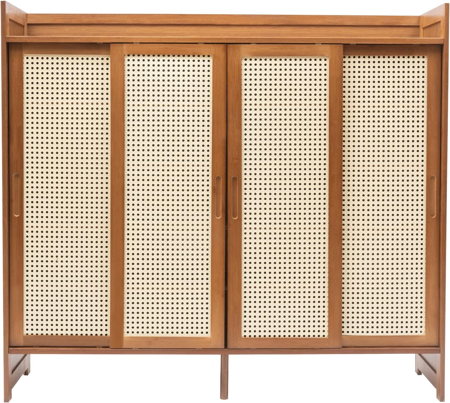 Natural Bamboo 6 Tier Shoe Cabinet with Grid Doors B623930