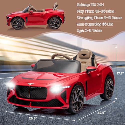 White Licensed Bentley Bacalar Kids Electric Car with Parent Remote Control V50014
