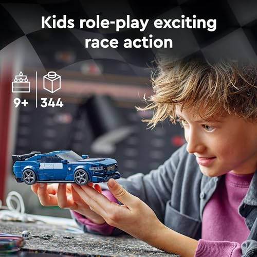 Blue Ford Mustang Dark Horse Sports Car Toy, Buildable Toy Car Model Set, 76920 D2454