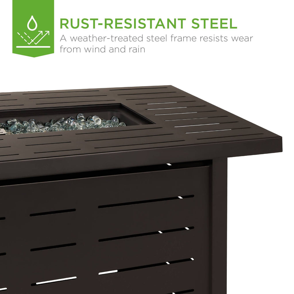 42in Rectangular Steel Propane Fire Pit Table with Cover L650