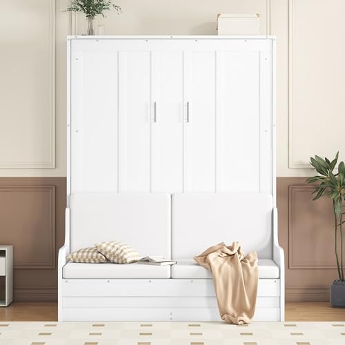 Full Size Solid Wood Murphy Bed with Wardrobe and Drawers B929