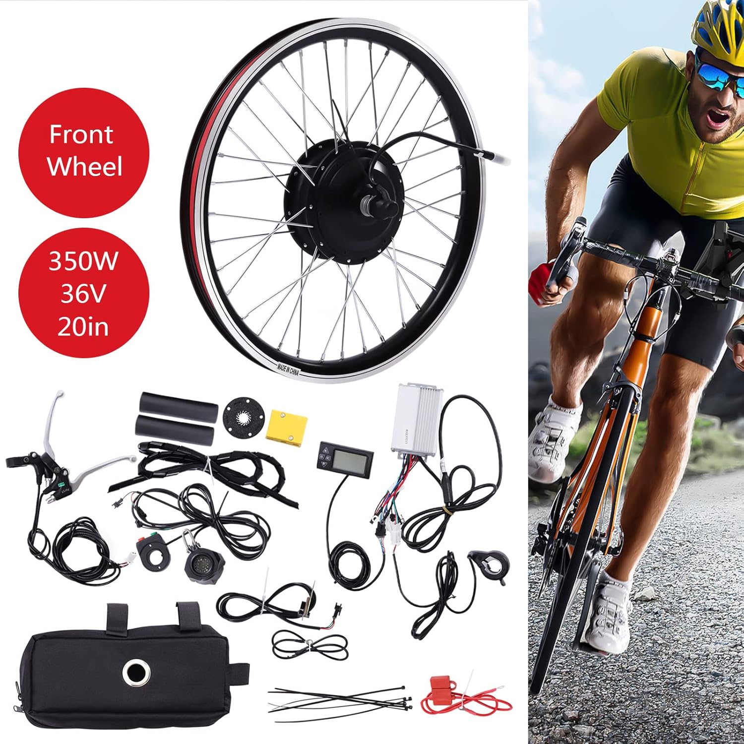 36V 350W Front Wheel Hub Motor Electric Bike Conversion Kit with LCD Display X76368