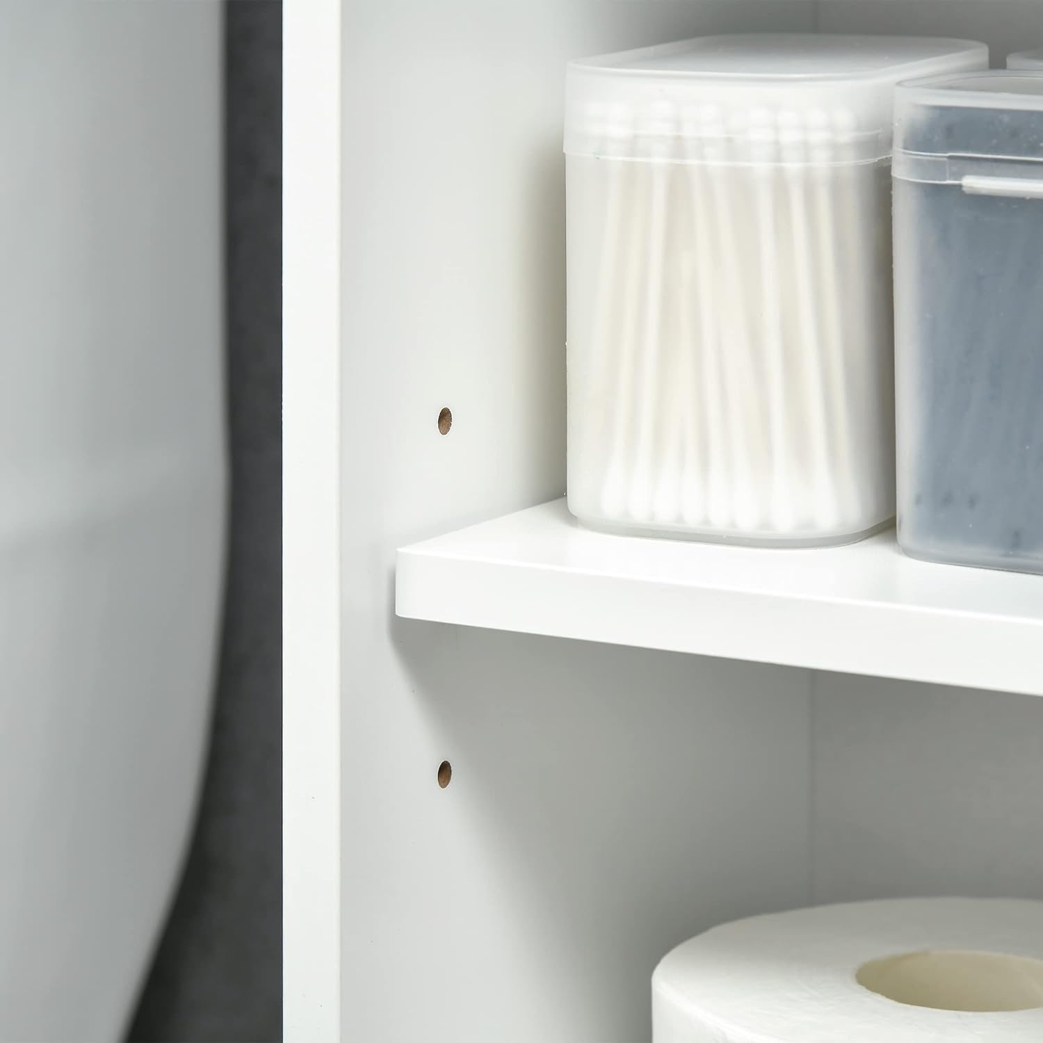 White Freestanding Over The Toilet Bathroom Cabinet with Adjustable Shelves V17073