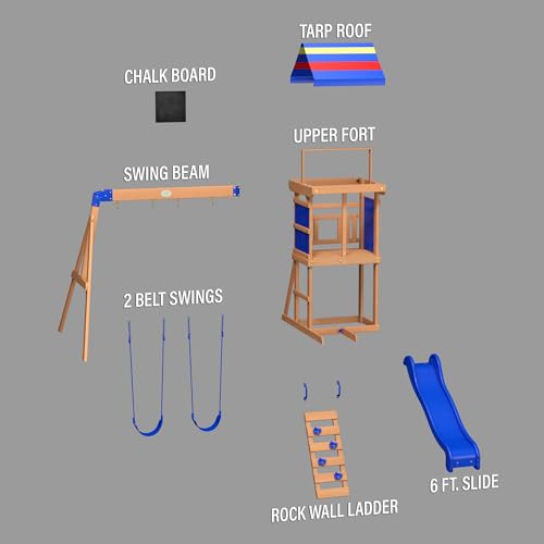 Green Wooden Swing Set with Two Belt Swings and 6 ft Slide W3909