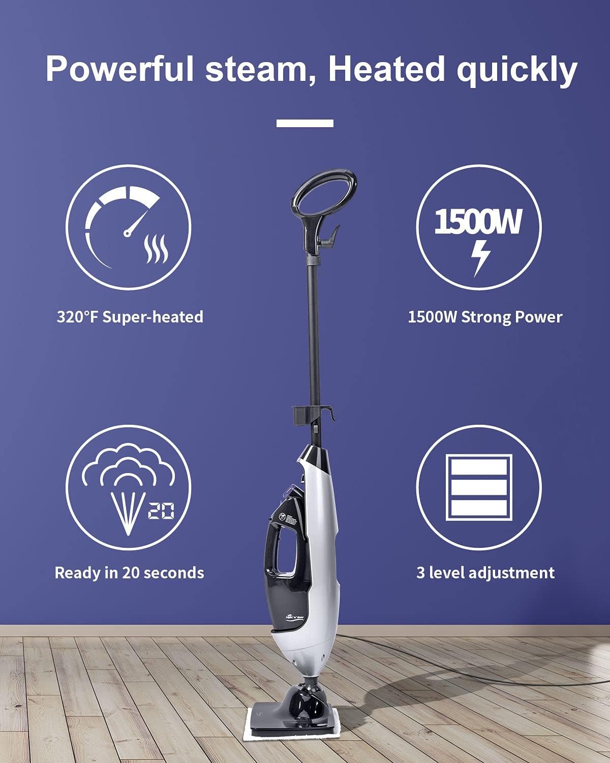 9-in-1 Steam Mop Cleaner with Detachable Handheld Unit J26090