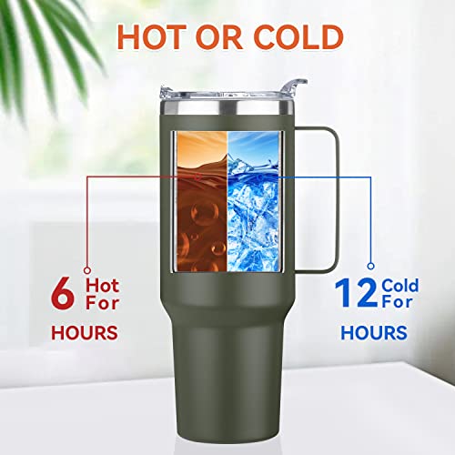 40 oz Stainless Steel Vacuum Insulated Tumbler with Handle (Black, 1) D2909