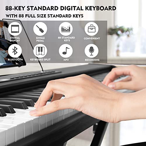 Black 88 Key Weighted Hammer Action Digital Piano with Stand, Sustain Pedal Q7167