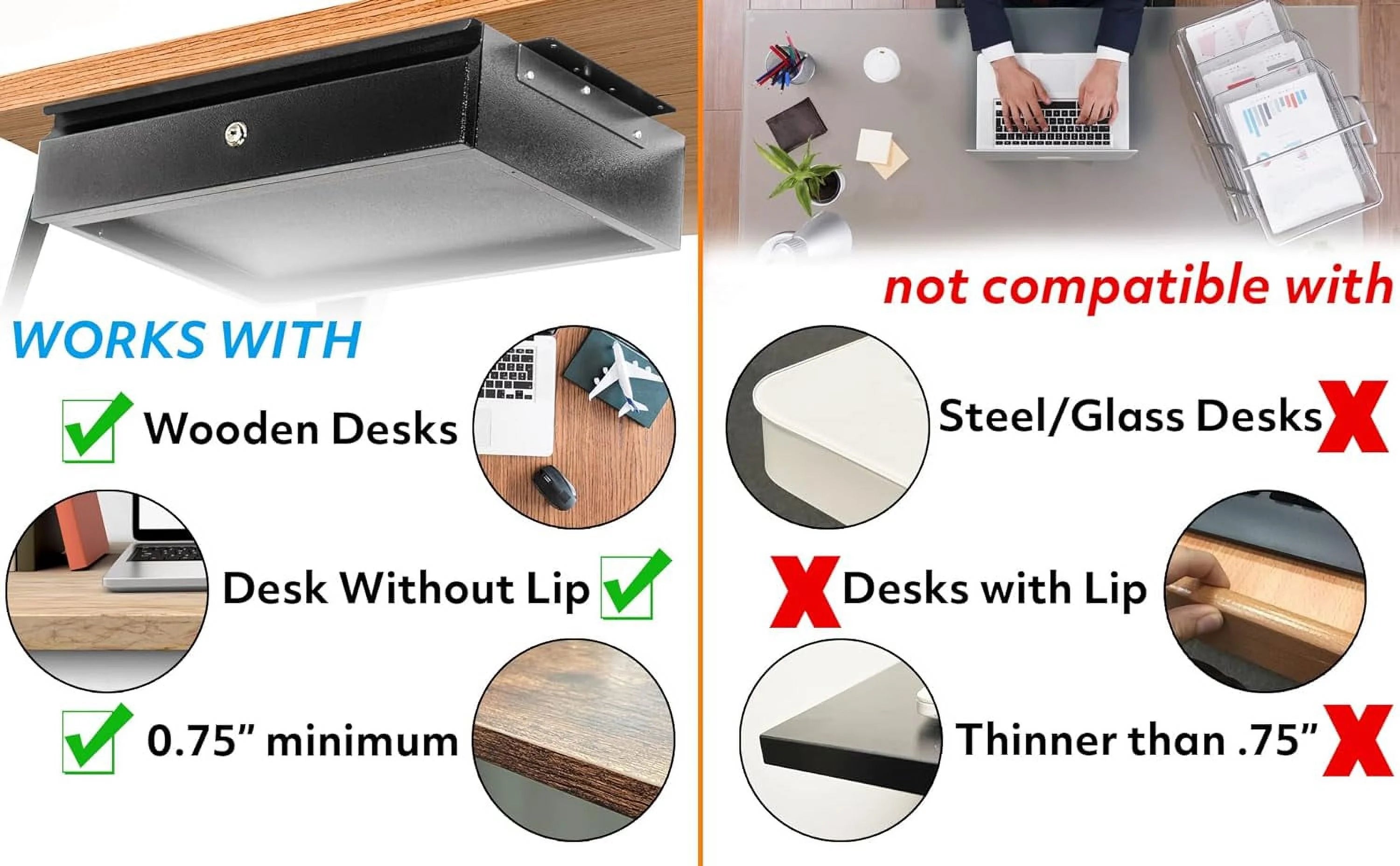 Steel Under Desk Drawer With Lock And Keys N91968