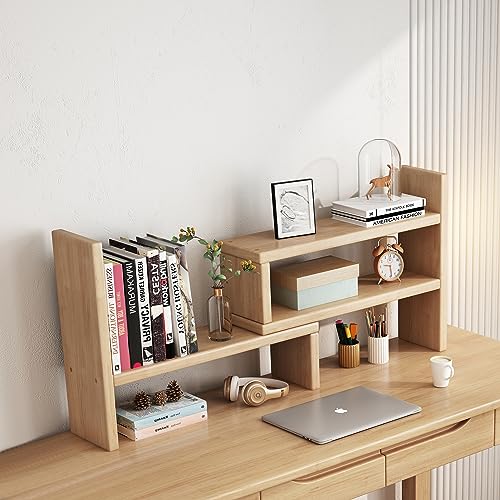 White Adjustable Rubber Wood Desktop Shelf F200334
