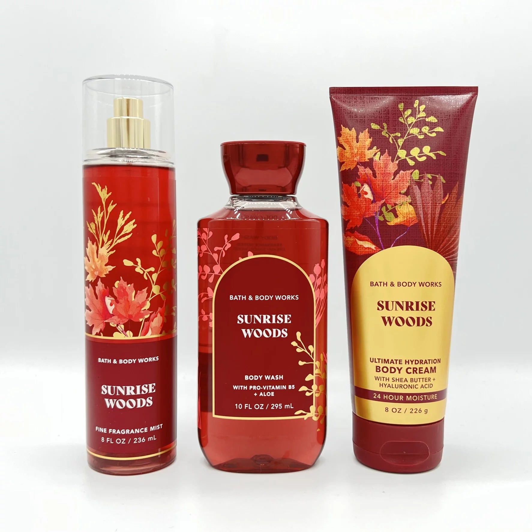 Sunrise Woods Fine Fragrance Mist, Body Wash and Body Cream 3-Piece Bundle R522
