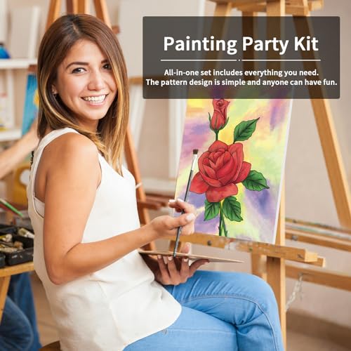 8 Acrylic Colors Painting Kit with Pre Drawn Canvas (8x10) D76573