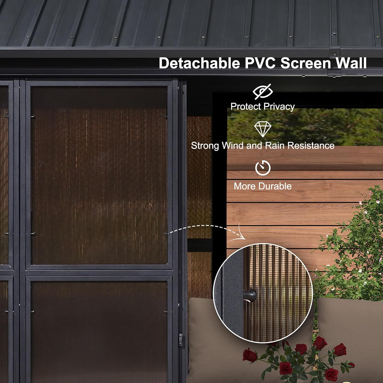 12' X 14' Patio Hardtop Gazebo with Detachable Windows H7845
