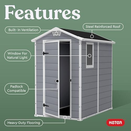 Grey & White 4x6 Resin Outdoor Storage Shed Z327