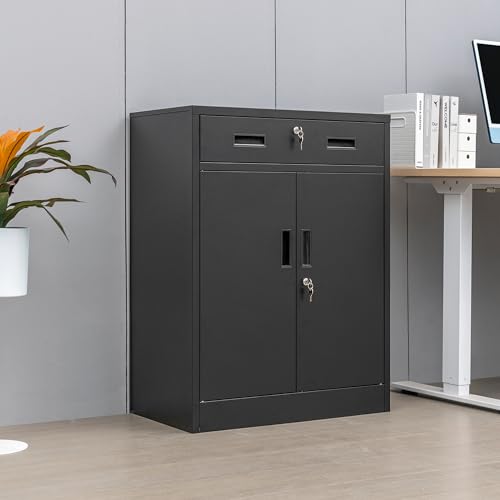 Black 36" Locking Steel Storage Cabinet with Adjustable Shelves D87682