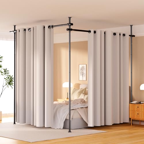 Adjustable Metal Tension Curtain Rod Room Divider O54550