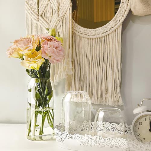 Clear Ribbed Glass Vase, 7.87 Inches E902