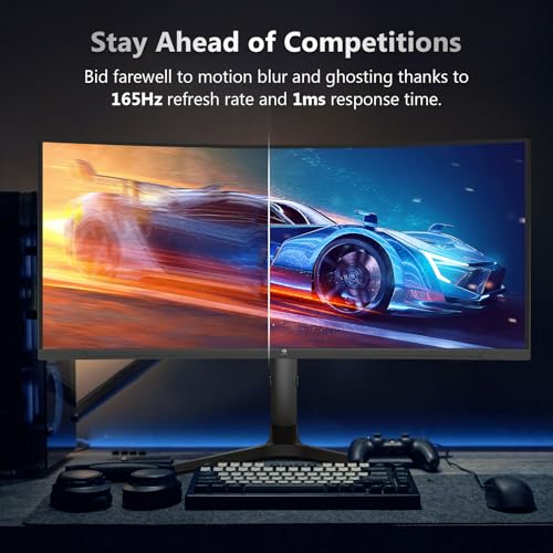 34" Ultrawide 2K Curved Gaming Monitor with 165Hz Refresh Rate, 21:9 Aspect Ratio, 3440x1440 Resolution, VA Panel C817