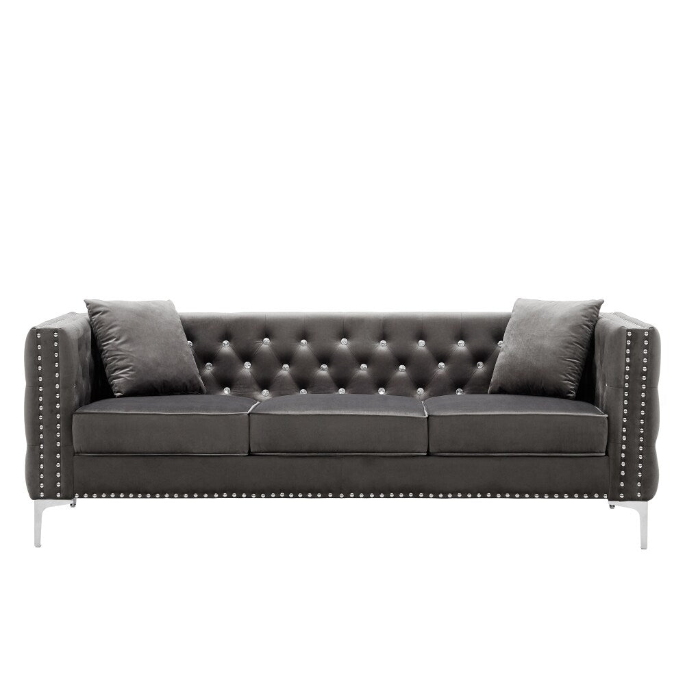 Grey 2 Piece Sofa and Loveseat Set V7372