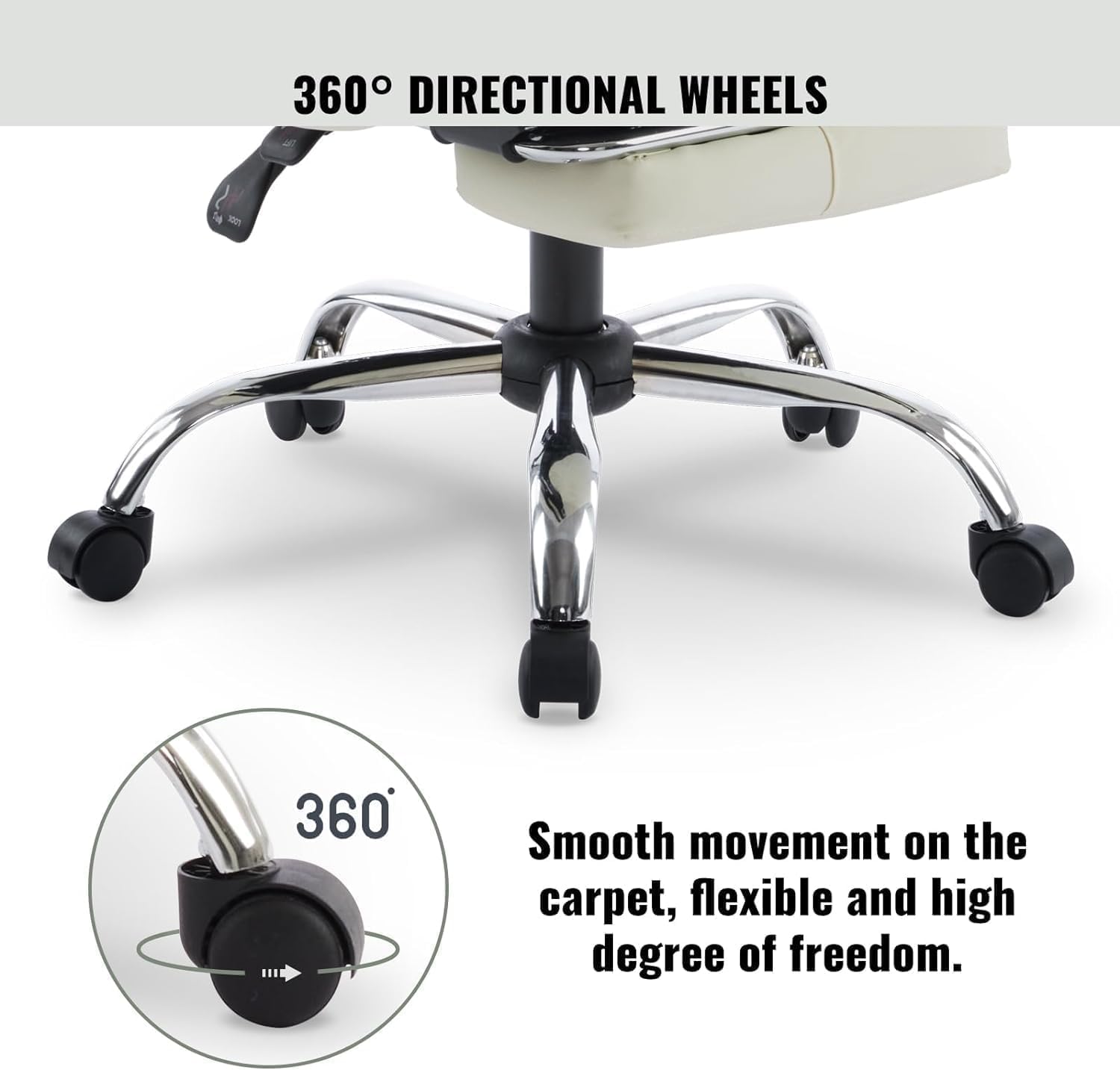 White High-Back PU Leather Office Chair with Footrest I850771