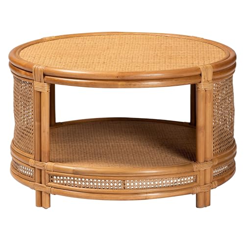 2-Tier Light Honey Rattan Coffee Table L250