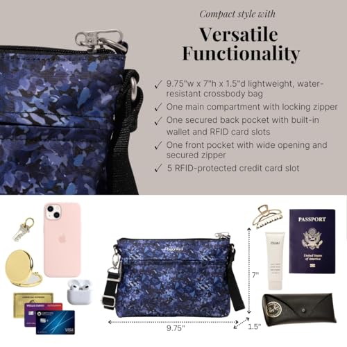 Lightweight Water-Resistant Crossbody Bag with Locking Zipper M471246