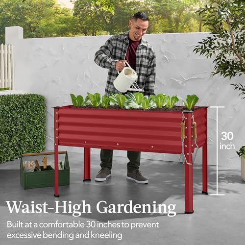 Galvanized Raised Garden Bed Metal Elevated Planter Box Dark Green J5724