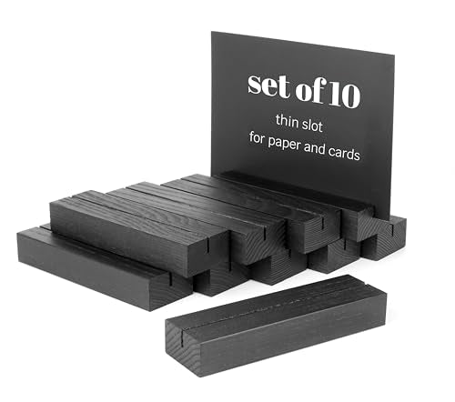 10 Pack Black Wooden Place Card Holder V592655