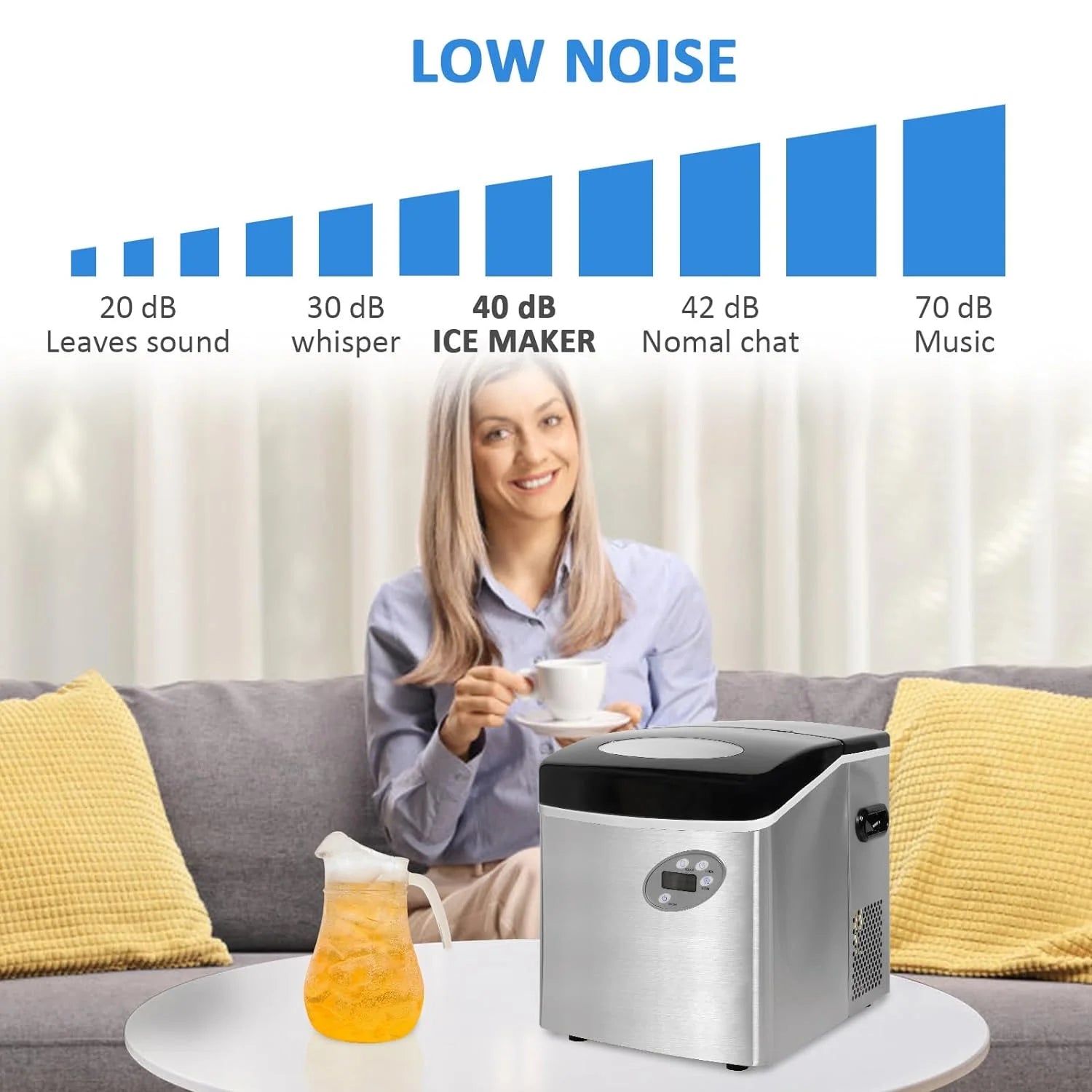 48.5lbs in 24Hrs Automatic Ice Cube Maker with Hand Scoop and Self Cleaning D33755