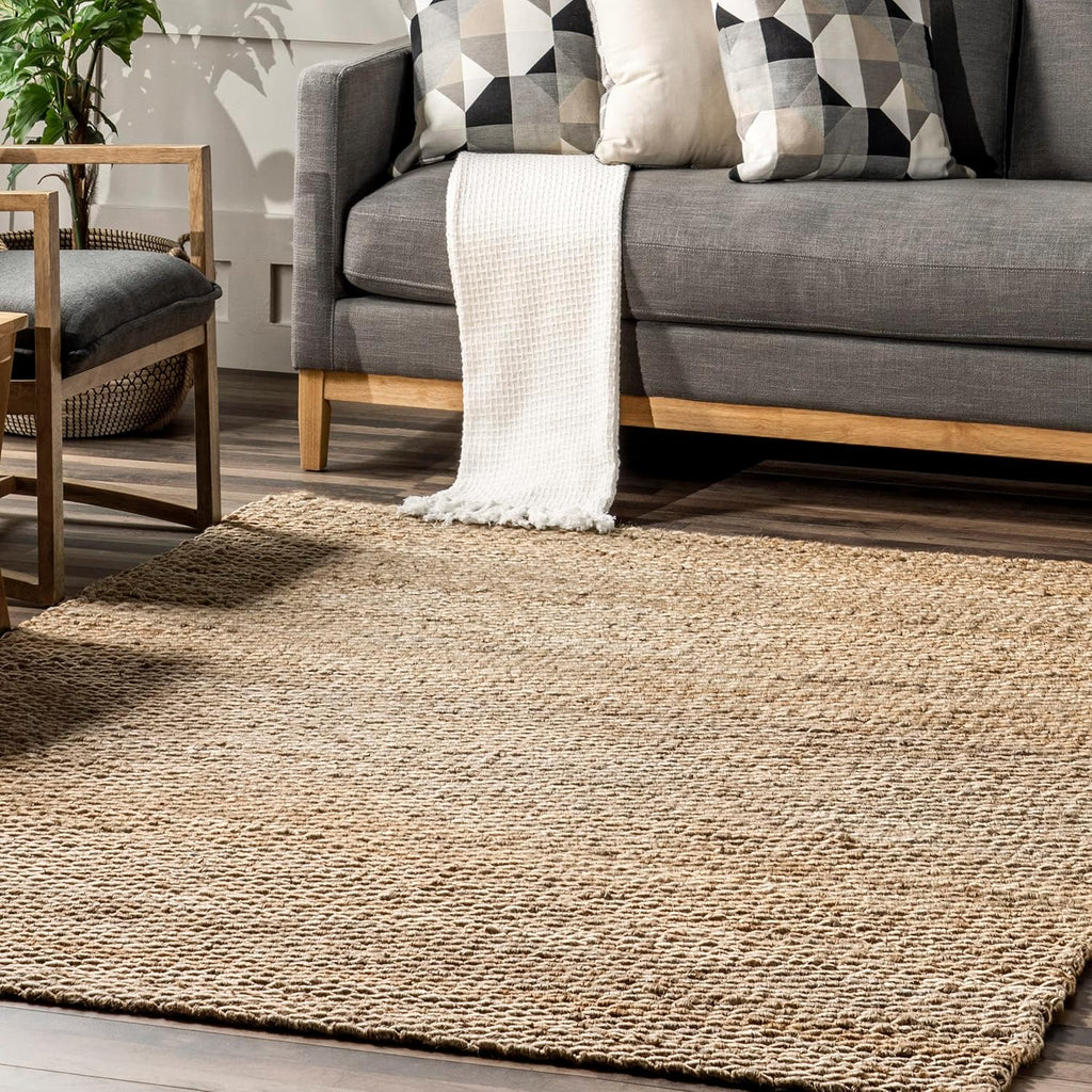 Natural Hand Woven Jute Area Rug, 5x8 O627383