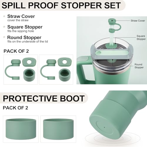8 Piece Silicone Spill Proof Stopper Set and Protective Boot Including Straw Cover Cap S8469