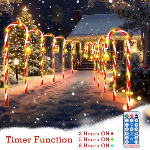 12-Piece Solar Candy Cane Pathway Lights S19078